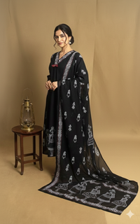 Black Pure Cotton Straight Cut 3 Piece Set NK263