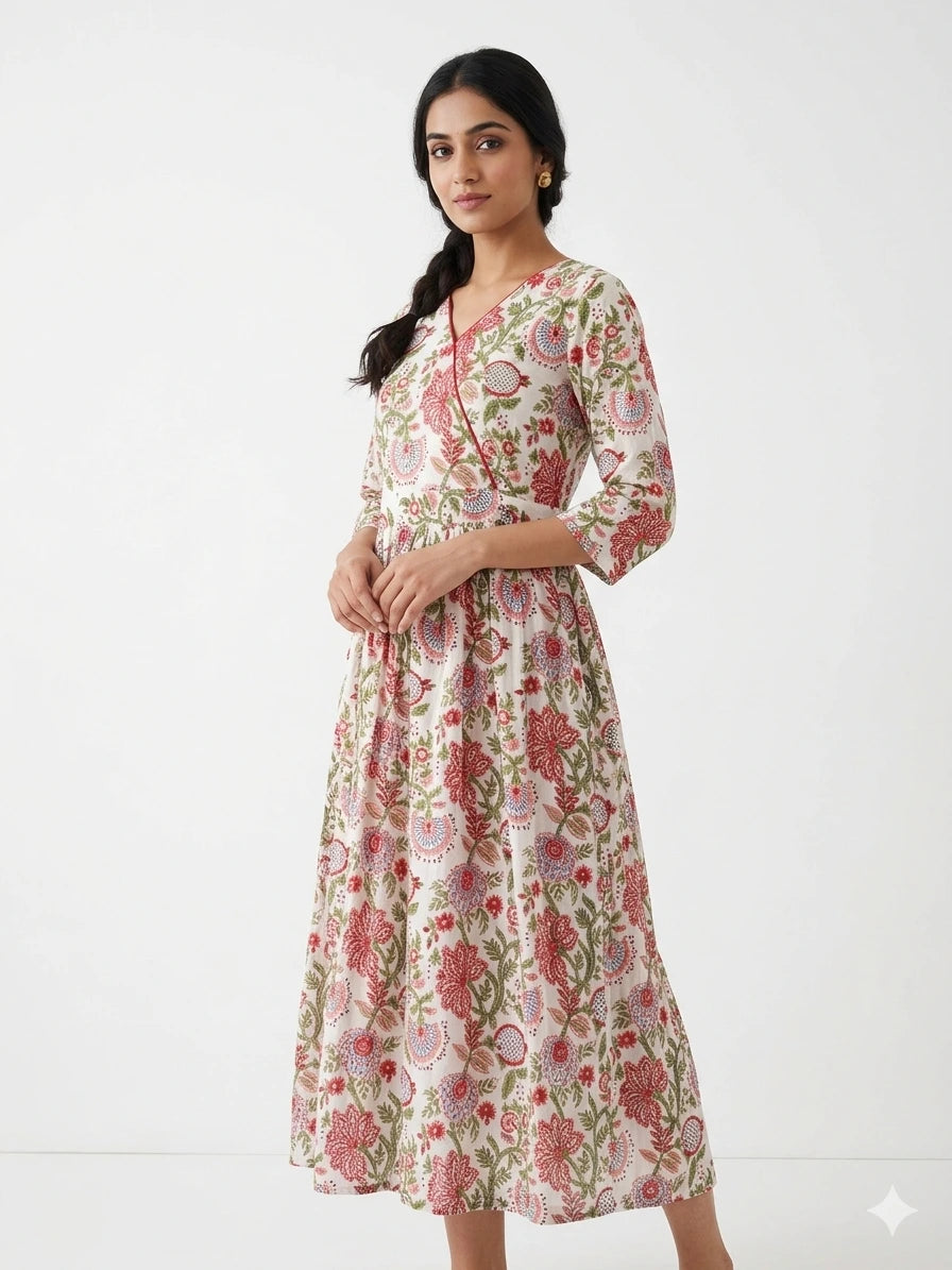 White Pure Jaipur Cotton Dress NK345