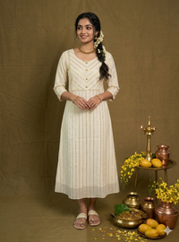 Poonila Onam Handwork A Line Dress NK312