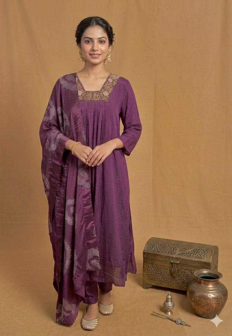 Purple  Pure Chinon A line 3 piece Set NK106