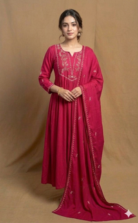 Rani Pink Rayon A Line 3 Piece Set NK254