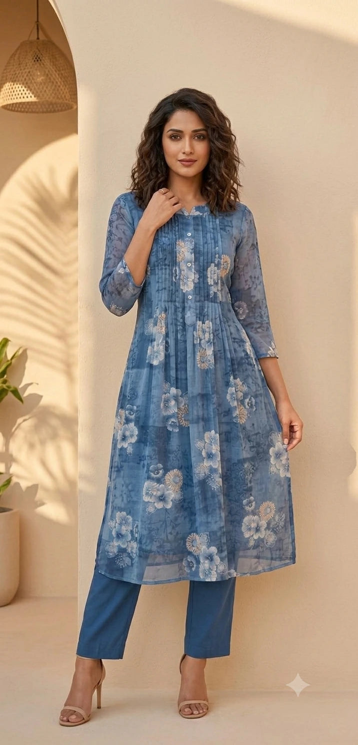 Blue Mist Cotton A line 2 Piece Set NK473