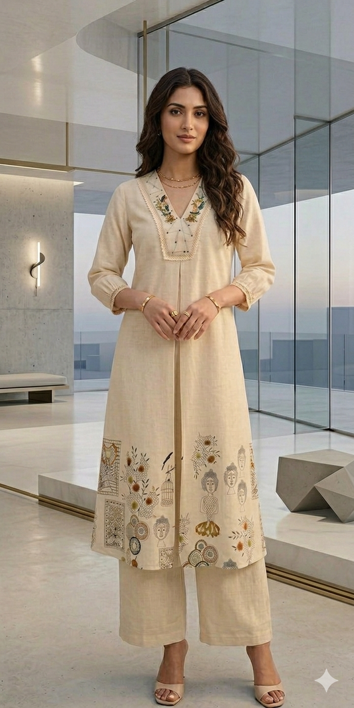 Ivory Cotton A Line 2 Piece Set NK371