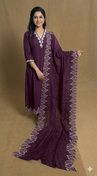 Purple Viscose A Line 3 Piece Set NK193