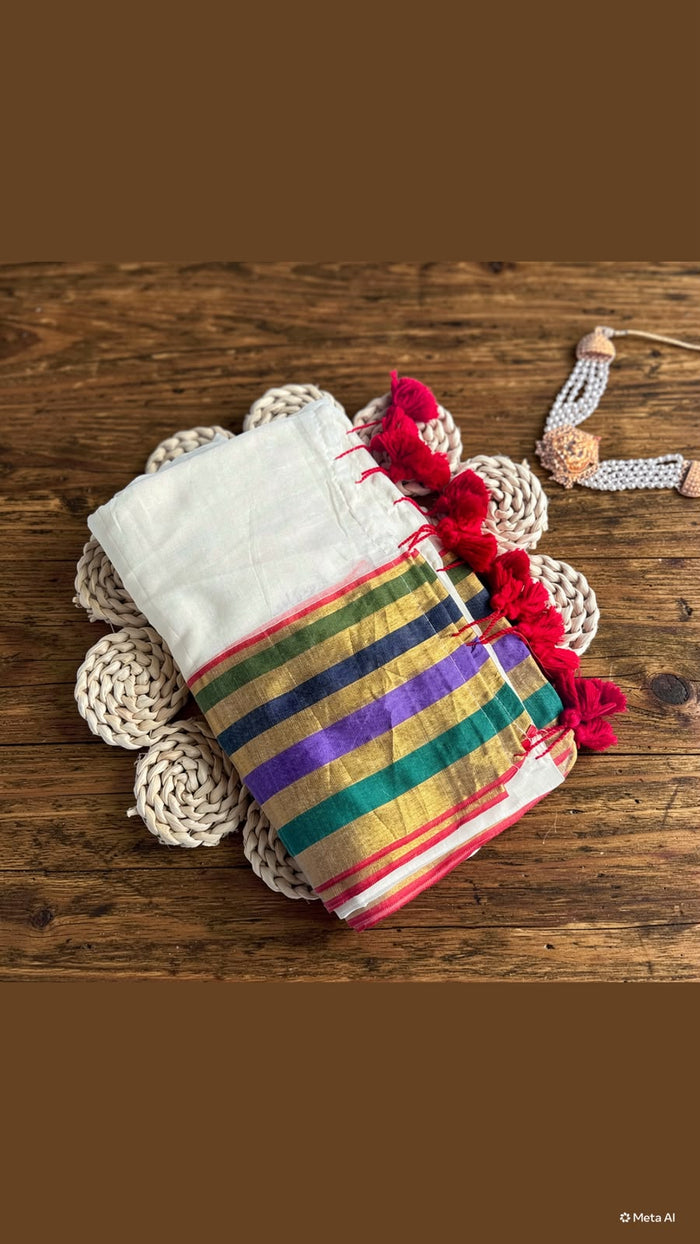 Multicolor Mul Cotton Saree NK492
