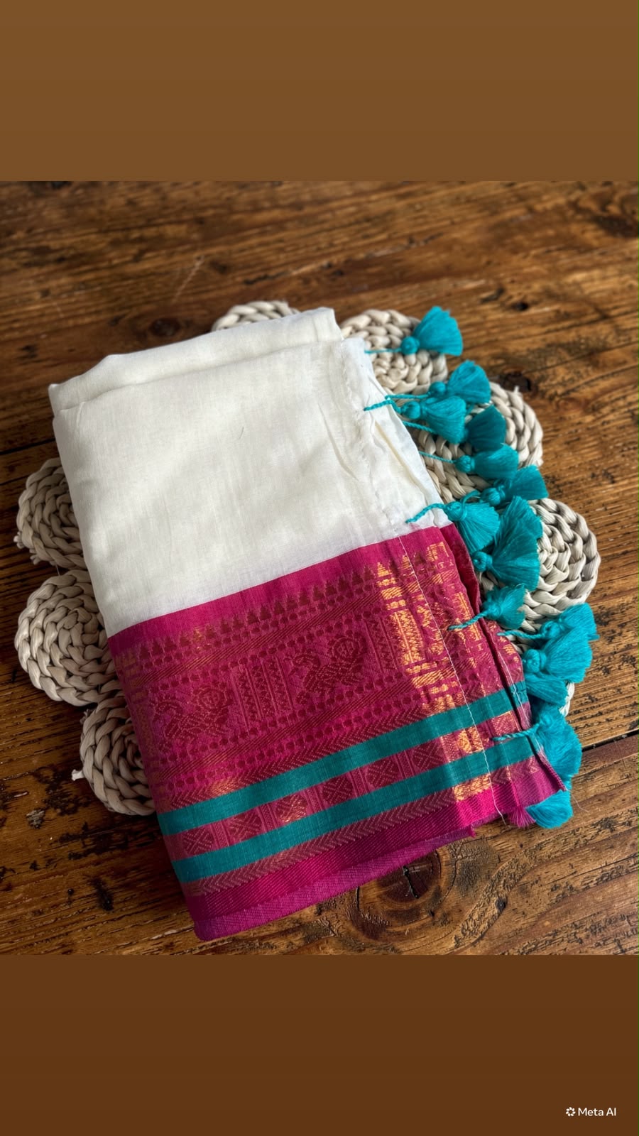 Pink Blue Mul Cotton Saree NK494