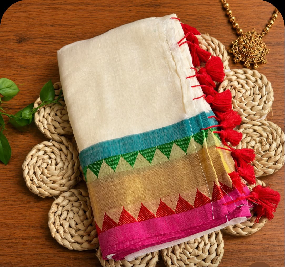 Red Green Mul Cotton Saree NK496