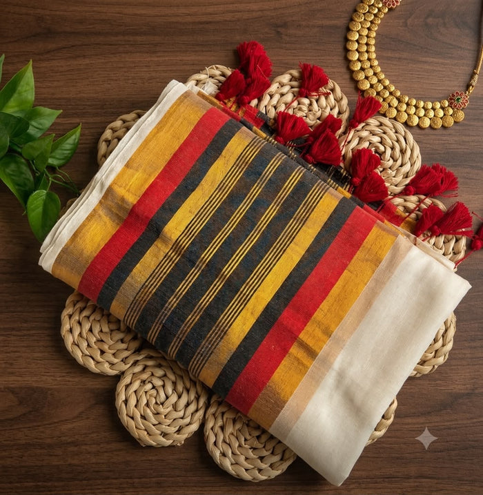Red Black Mul Cotton Saree NK498