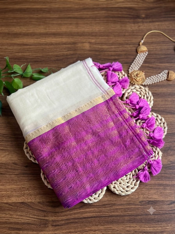Purple Mul Cotton Saree NK502