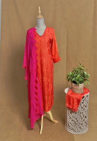 Orange Russian Silk 3 piece Straight Cut Set NK101